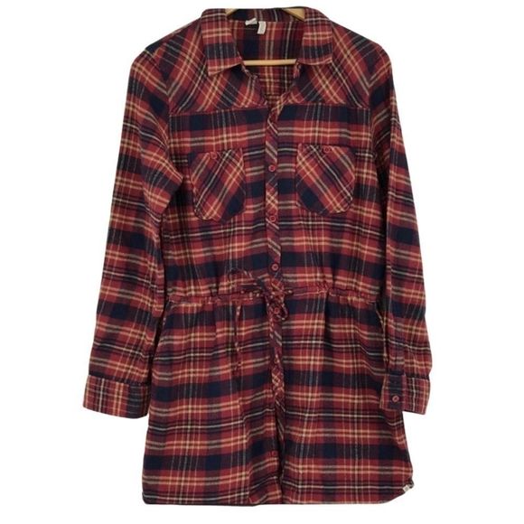 Element Eden red plaid cinch waist flannel - Picture 1 of 8